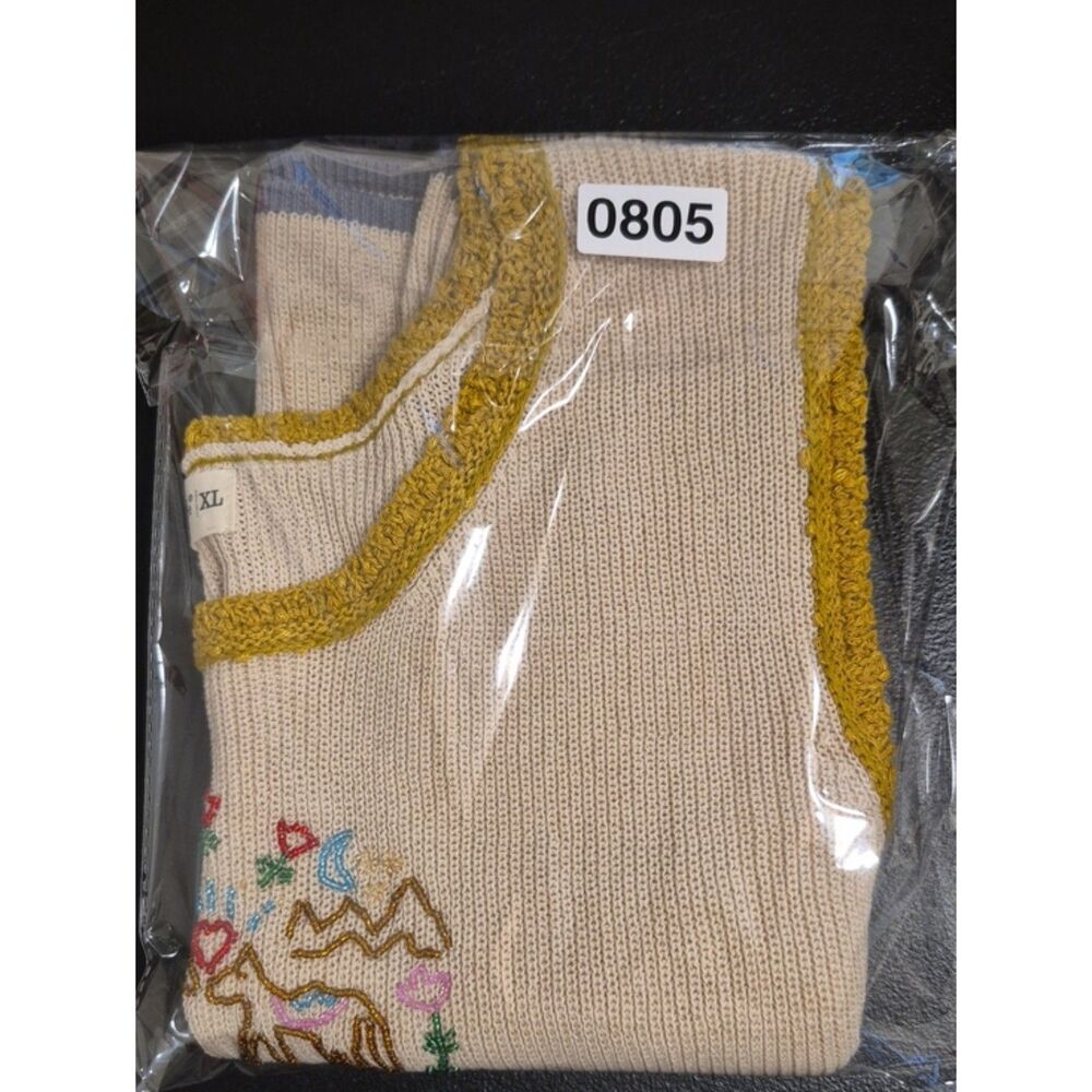 Natural Life Equestrian Horse Embroidered Sweater Vest XL Cotton Linen Western - Picture 12 of 12